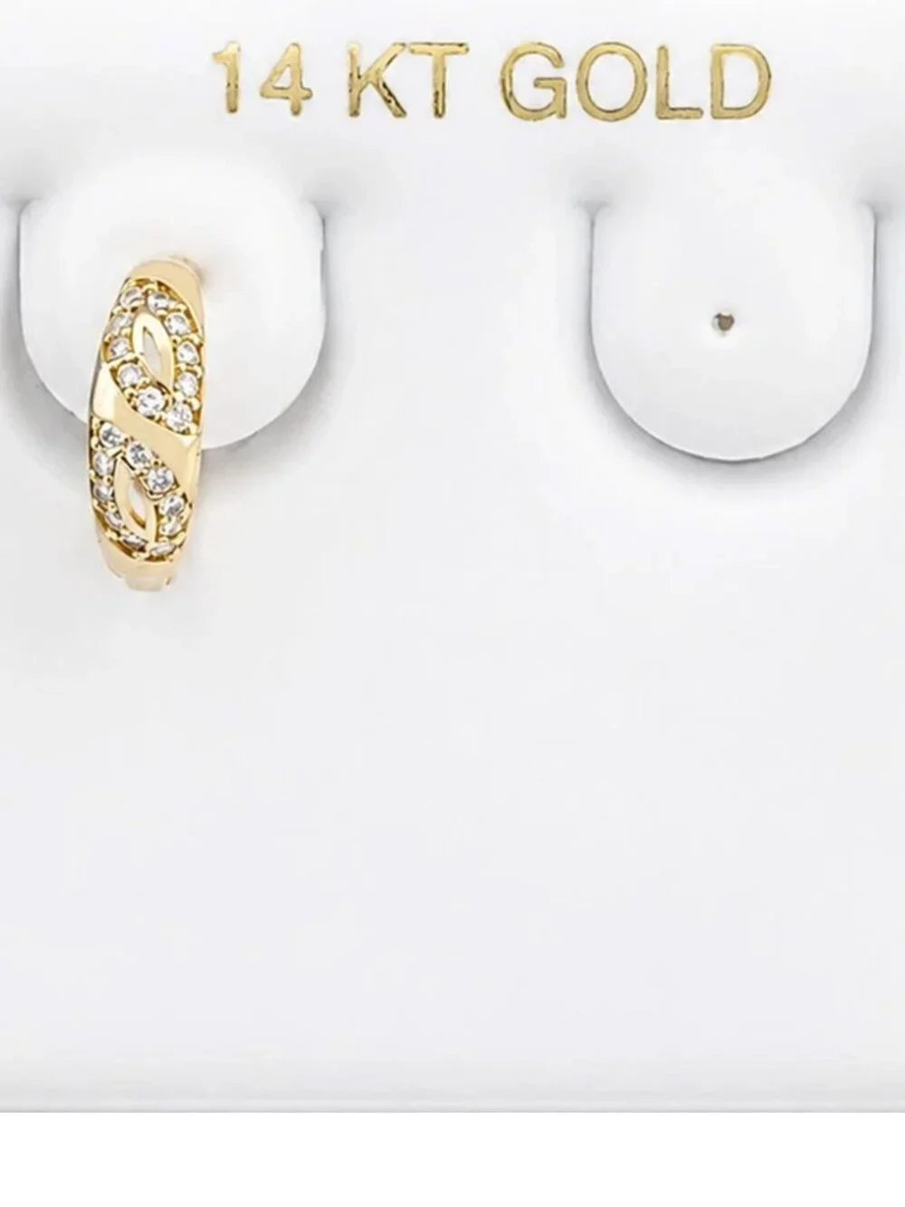 Created White Sapphire Single Huggie Earring 14k Yellow Gold